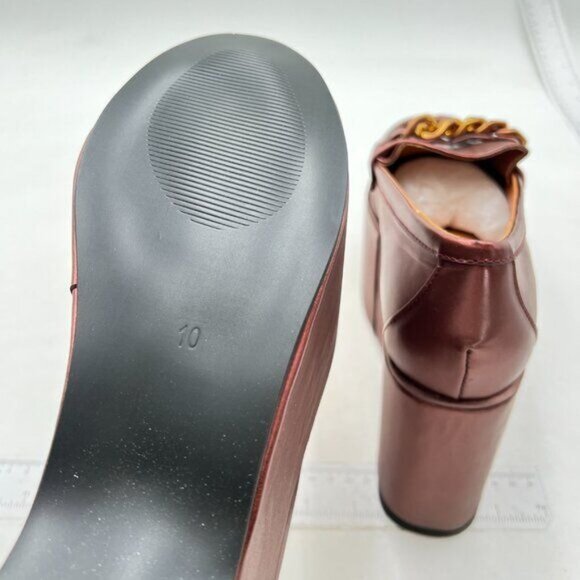 Loafers for Women Leather Chunky Platform Penny Shoes Classic Square Toe Brown - Picture 5 of 7